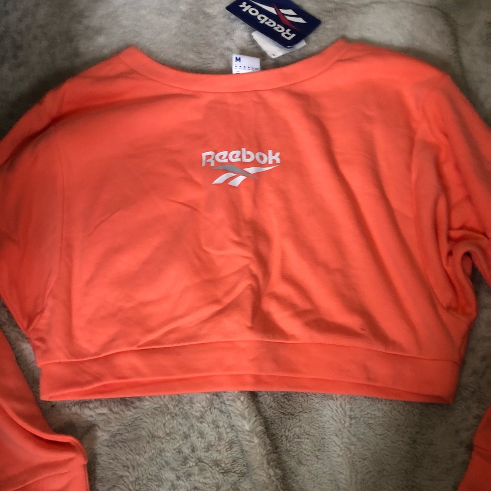 Bright coral orangish cropped hoodie